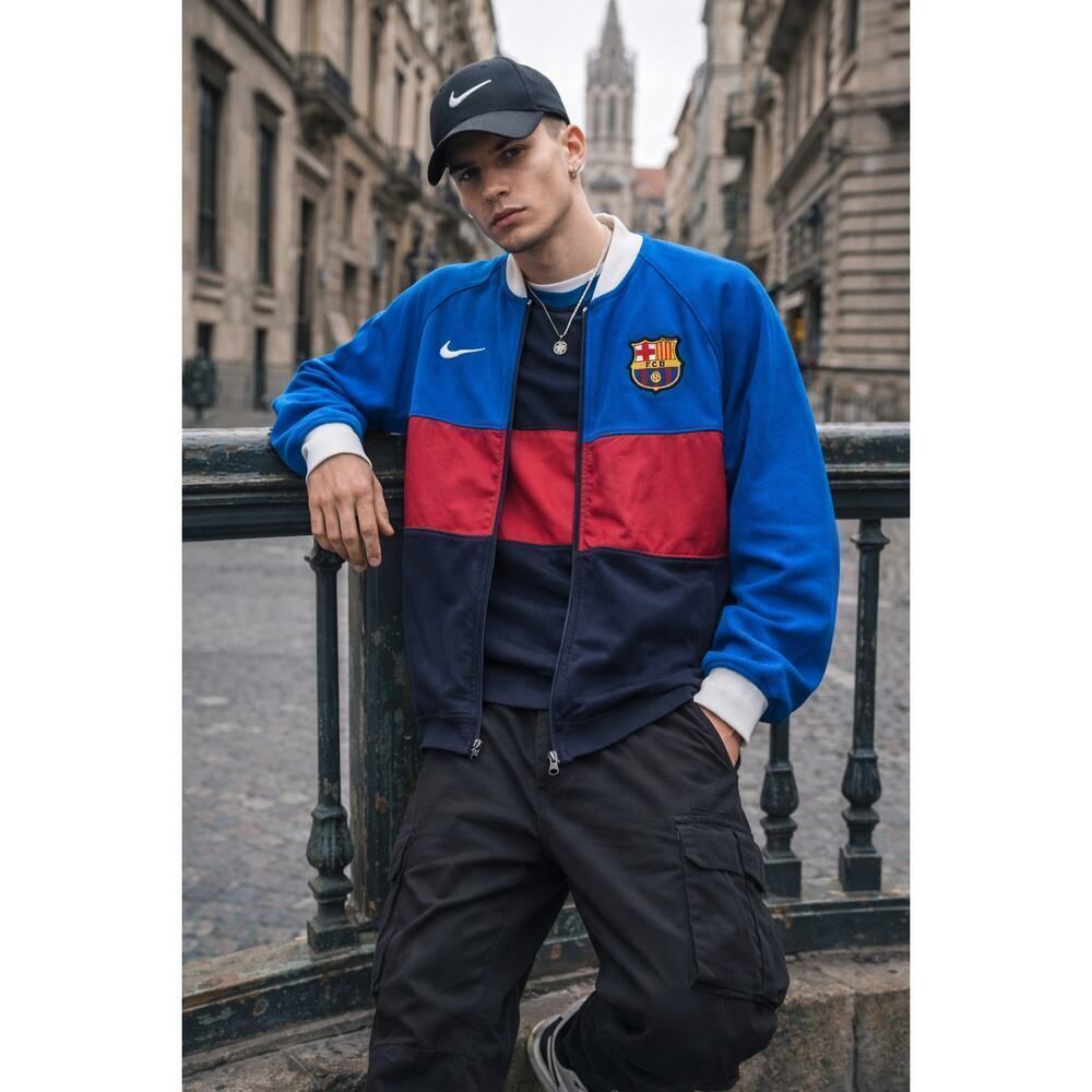 Nike FC Barcelona Full Zip Track Jacket Sz M Blue Red Barca Streetwear Collector